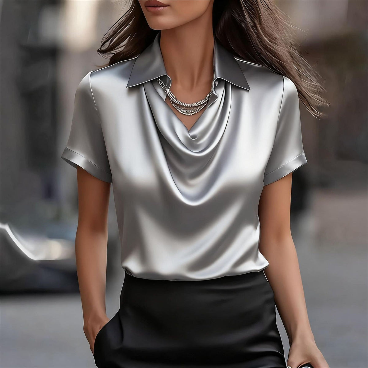 Damenbluse mit Revers | Langarm | Viele Farben