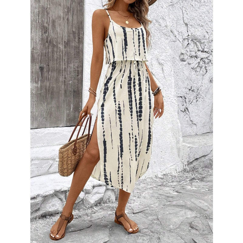 Damen Trägerkleid mit Print – Midi-Kleid in vielen Farben & Mustern