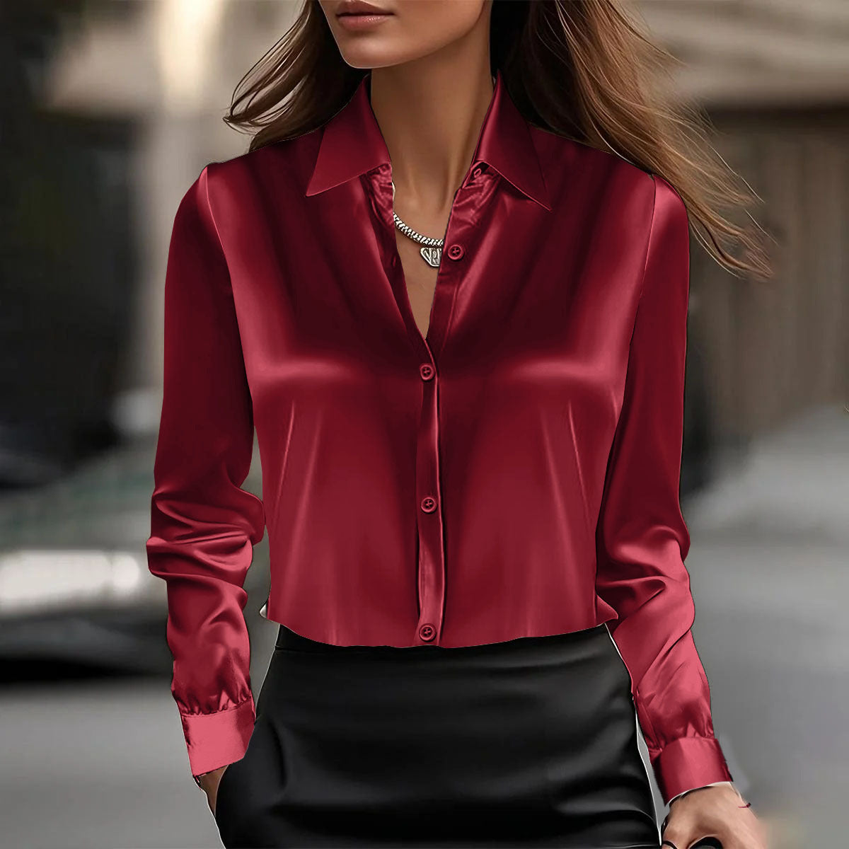 Damenbluse mit Revers | Langarm | Viele Farben