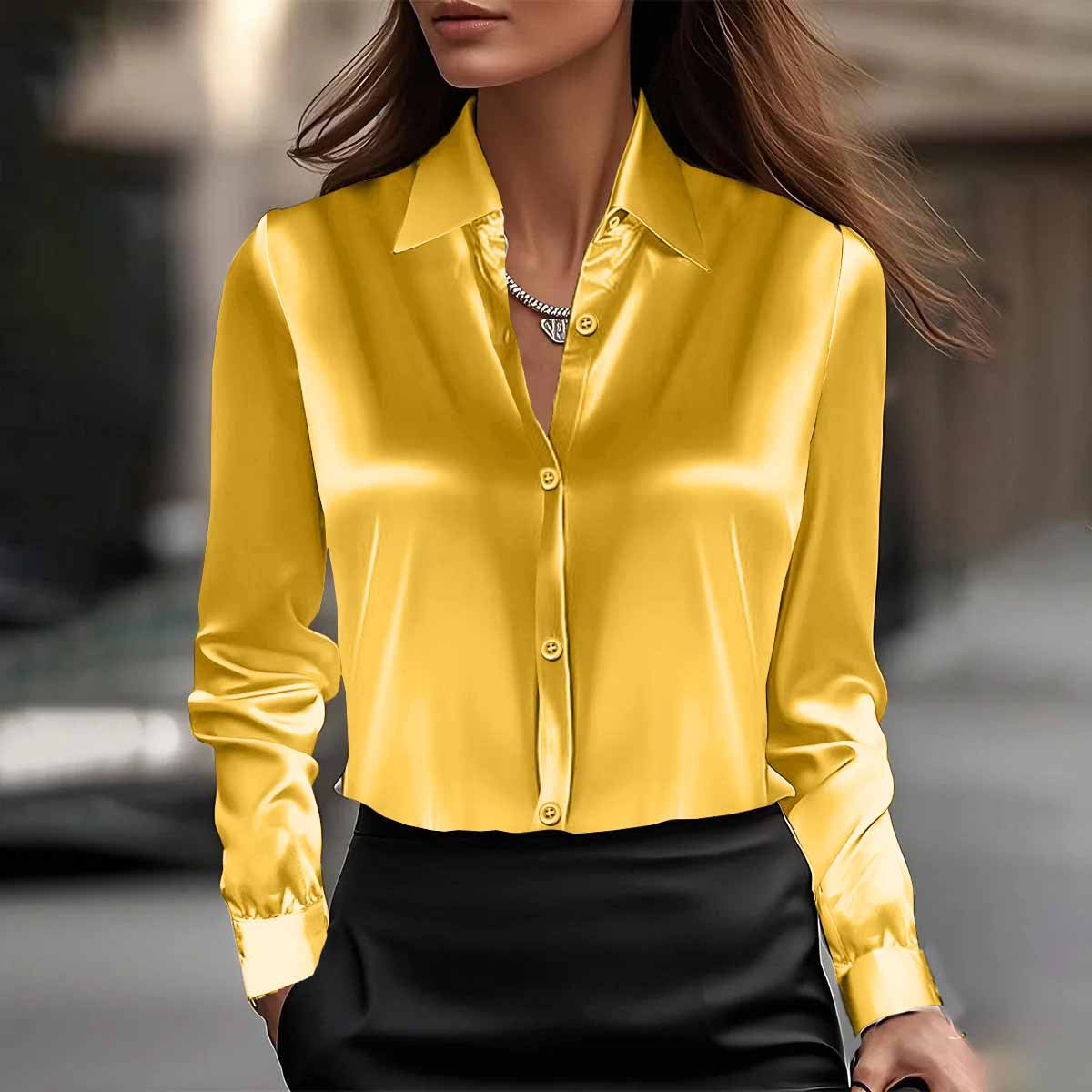 Damenbluse mit Revers | Langarm | Viele Farben