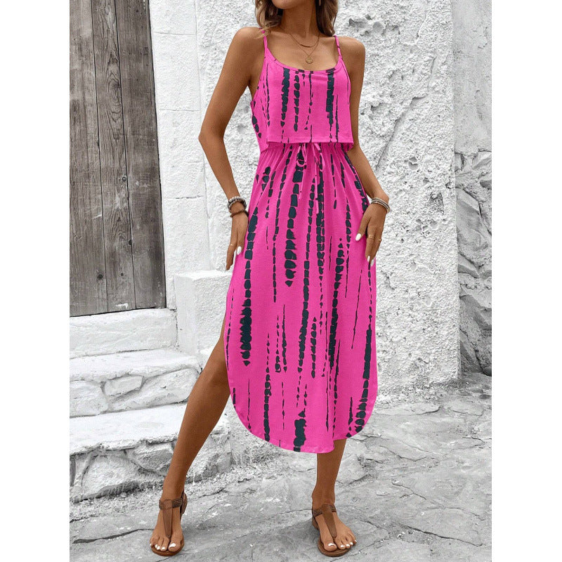 Damen Trägerkleid mit Print – Midi-Kleid in vielen Farben & Mustern