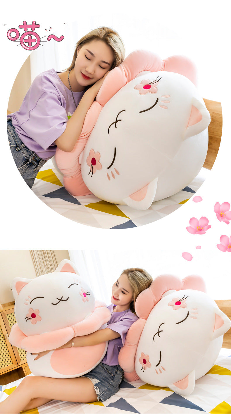 Sakura Glückskatze – Kuschelkissen im Kirschblüten-Look, 35 bis 65 cm