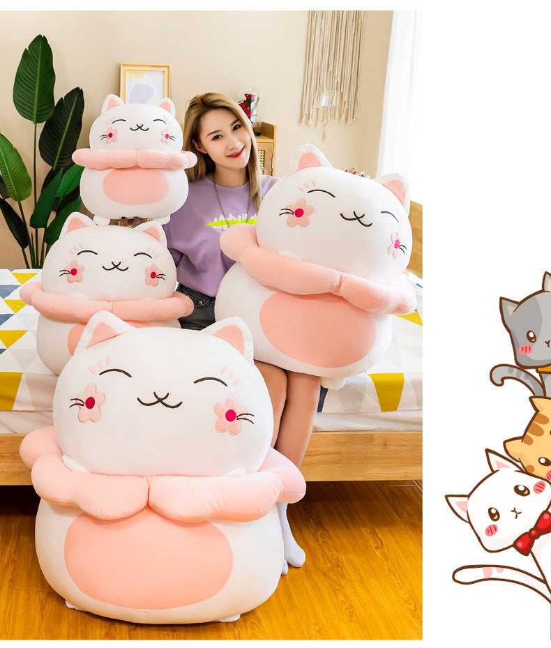 Sakura Glückskatze – Kuschelkissen im Kirschblüten-Look, 35 bis 65 cm