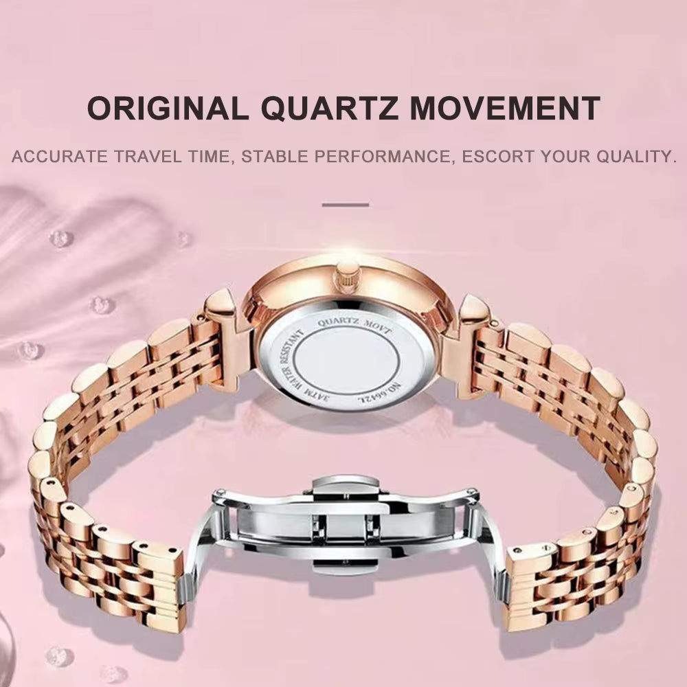 Luxury Watches for Ladies Top Brand Stainless Steel Waterproof Quartz Female Wrist Watch Relogio Feminino Girl Gift+Box
