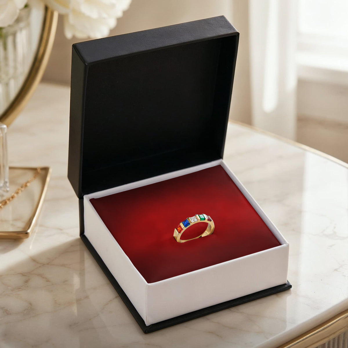 Women's Stackable Birthstone Ring With Message Card