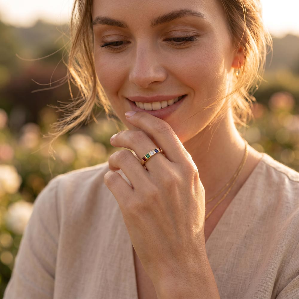 Women's Stackable Birthstone Ring With Message Card