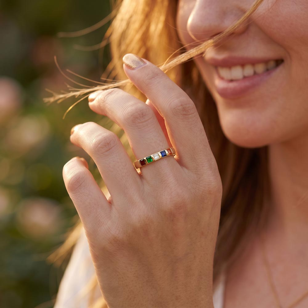 Women's Stackable Birthstone Ring With Message Card
