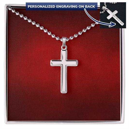 Personalisierte Kreuzkette mit Kugelkette