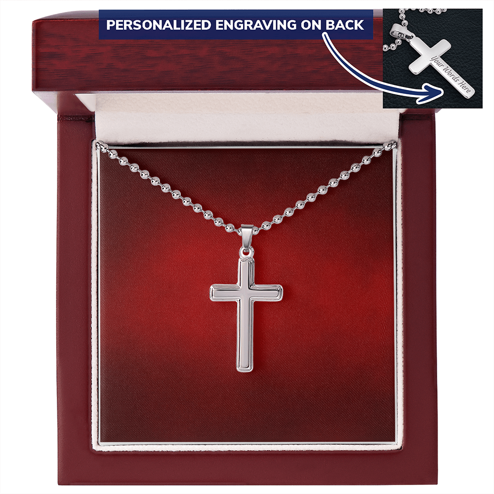 Personalisierte Kreuzkette mit Kugelkette