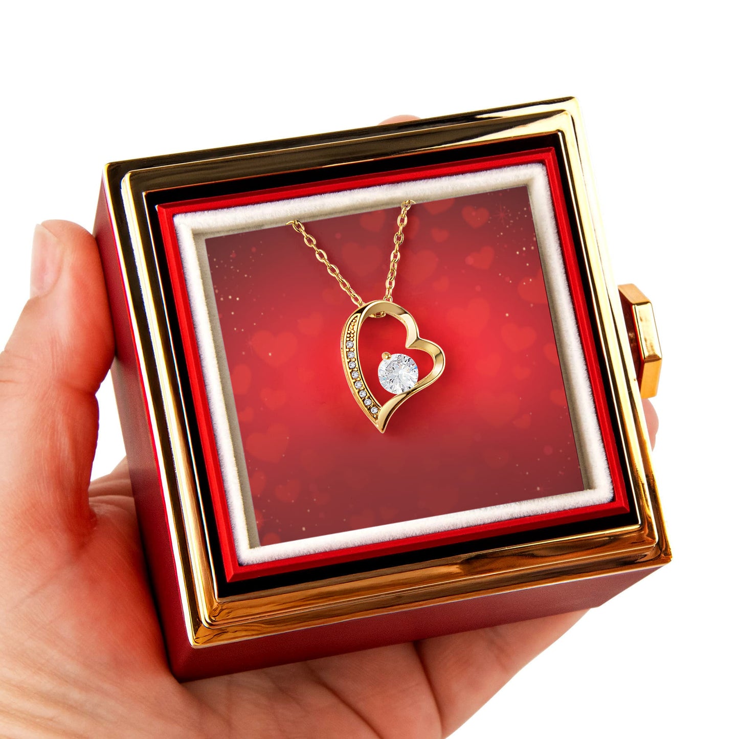 Ewige Liebe mit rotierender Rosen-Geschenkbox
