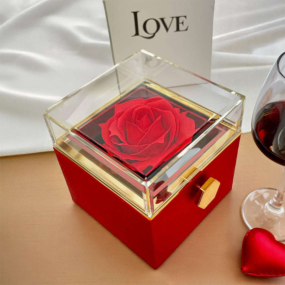 Liebesknoten mit rotierender Rosen-Geschenkbox