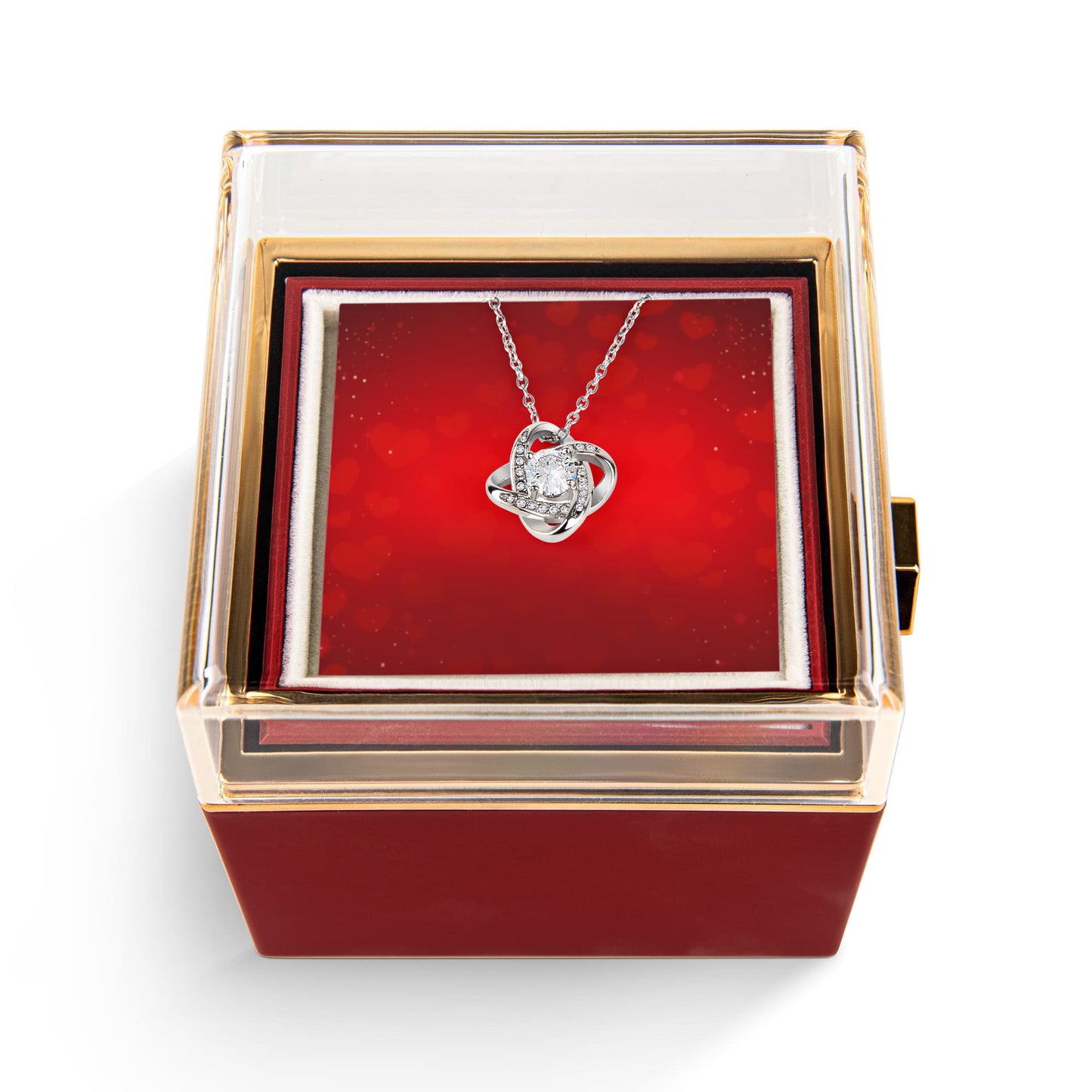 Liebesknoten mit rotierender Rosen-Geschenkbox