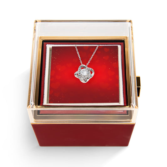 Liebesknoten mit rotierender Rosen-Geschenkbox