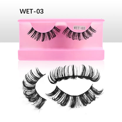 Wet Lash Spikes New Volume Fluffy Full Strip Lashes Makeup Accessories Faux Mink Eye Lashes Vendor C/D Curl False Eyelashes