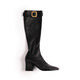 Damen-Stiefel mit 7-cm-Blockabsatz und goldener Schnalle