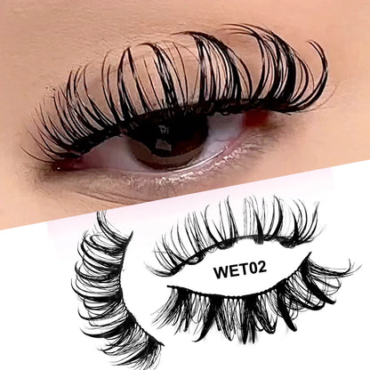 Wet Lash Spikes New Volume Fluffy Full Strip Lashes Makeup Accessories Faux Mink Eye Lashes Vendor C/D Curl False Eyelashes