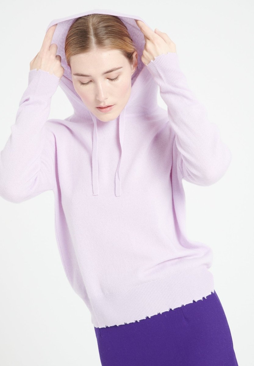 Kaschmir Kapuzenpullover Damen Lila - MIA 16