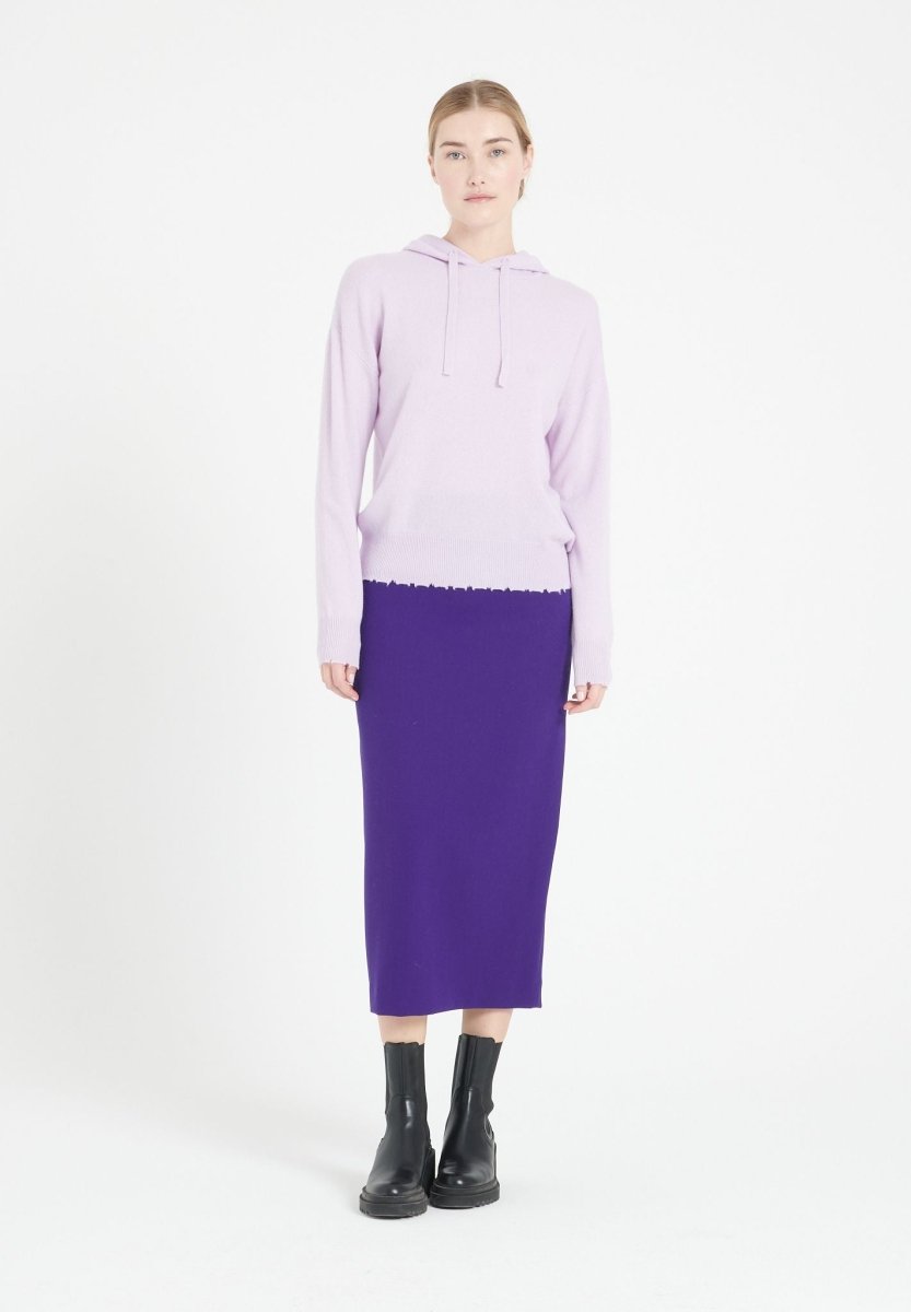 Kaschmir Kapuzenpullover Damen Lila - MIA 16
